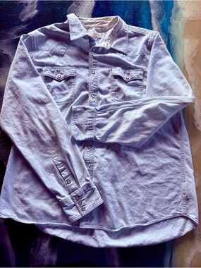 Men's Tecovas Original Natural Denim Pearl Snap long sleeve shirt XL